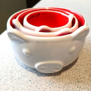 Set of Three Piggy Ceramic Measuring Cups